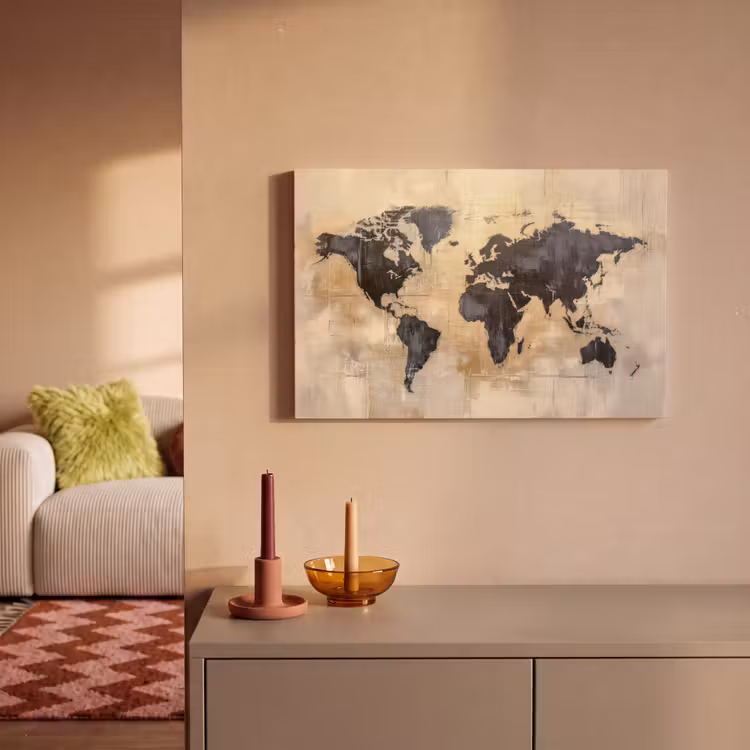 Canvas schilderij - Wereldkaart - Goud - Zwart - Abstract — 2