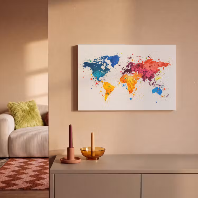 Canvas schilderij - Wereldkaart - Graffiti - Kleurrijk — 2