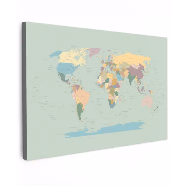 Canvas schilderij - Wereldkaart - Realistisch - Kaart — 1