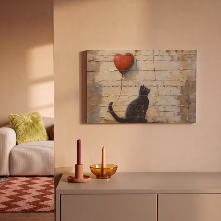 Canvas schilderij - Street art - Kat - Ballon - Graffiti - Banksy — 2