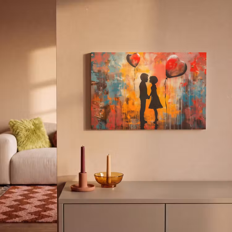Canvas schilderij - Street art - Liefde - Graffiti - Kunst - Banksy — 2