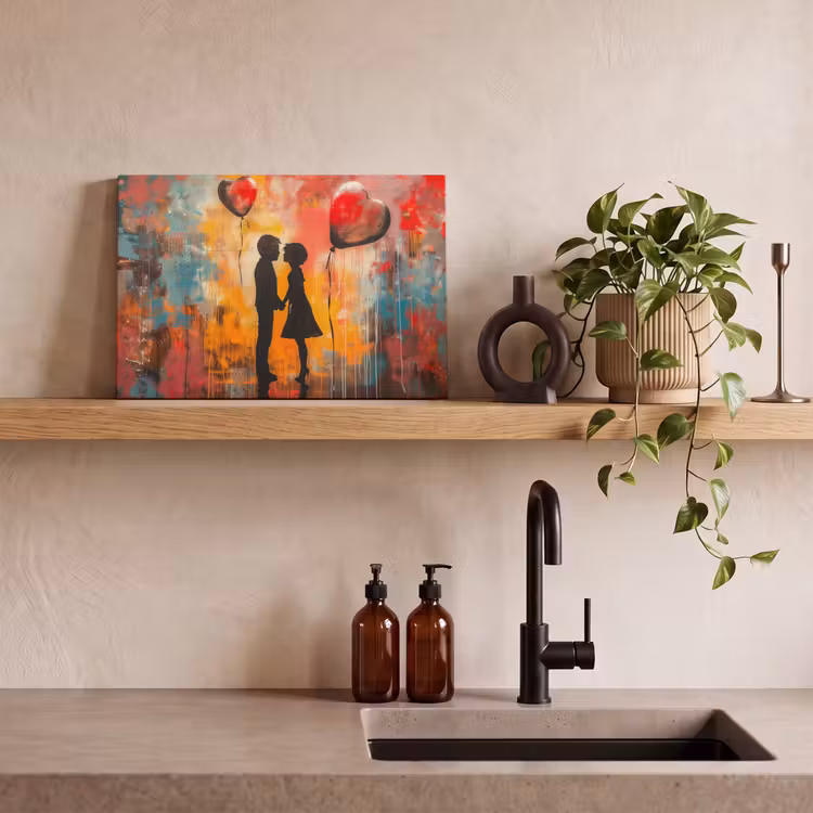 Canvas schilderij - Street art - Liefde - Graffiti - Kunst - Banksy — 3