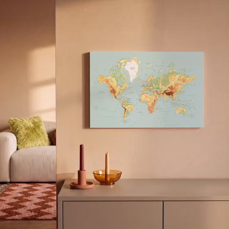 Canvas schilderij - Wereldkaart - Realistisch - Blauw — 2