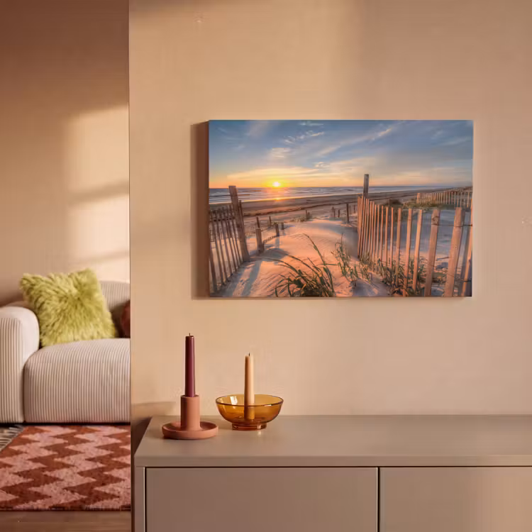 Canvas schilderij - Strand - Zee - Duin - Zonsondergang - Landschap — 2