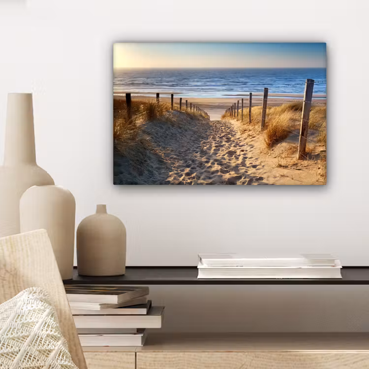 Canvas schilderij - Strand - Zee - Nederland - Duinen - Zon — 5