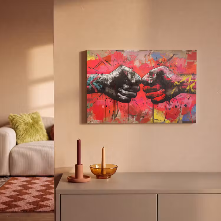 Canvas schilderij - Street art - Handen - Graffiti - Kunst - Banksy — 2