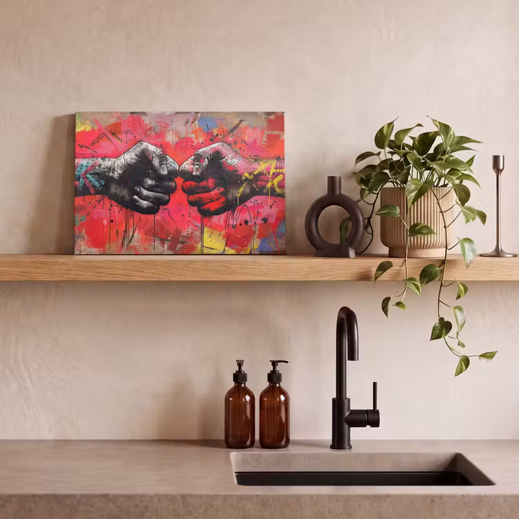 Canvas schilderij - Street art - Handen - Graffiti - Kunst - Banksy — 3