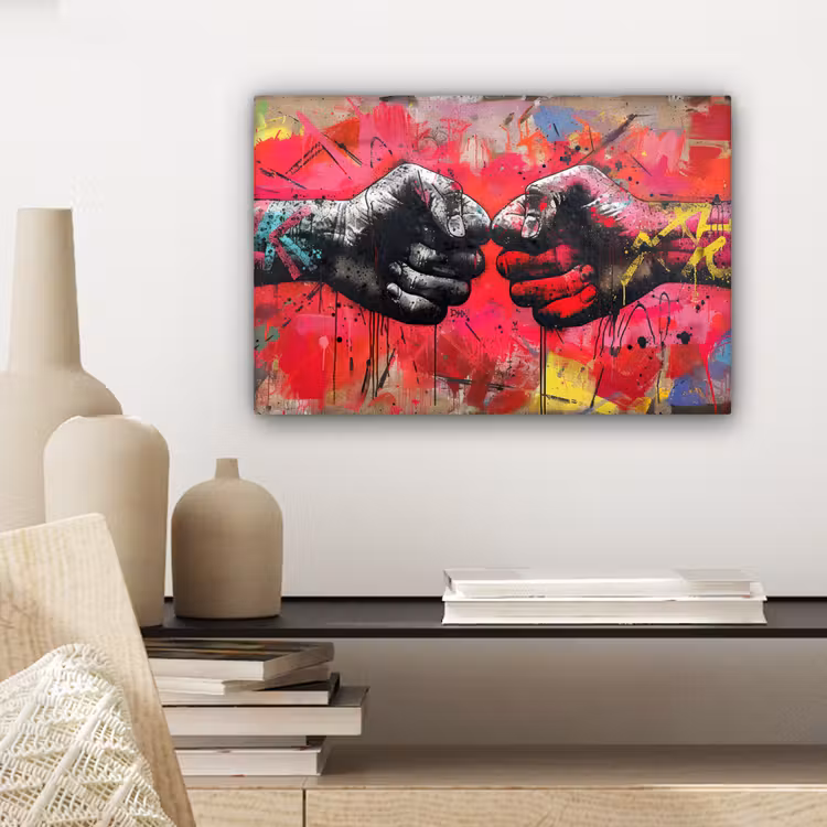 Canvas schilderij - Street art - Handen - Graffiti - Kunst - Banksy — 5