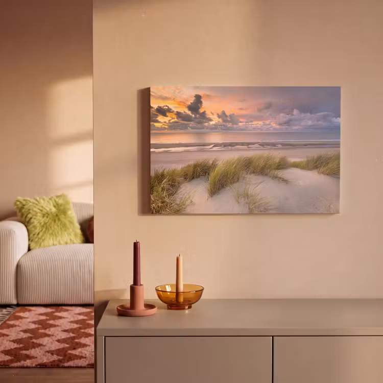 Canvas schilderij - Zonsondergang - Duin - Strand - Planten - Zee — 2