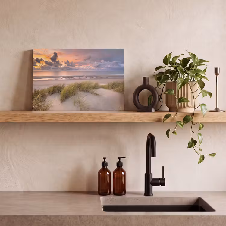 Canvas schilderij - Zonsondergang - Duin - Strand - Planten - Zee — 3