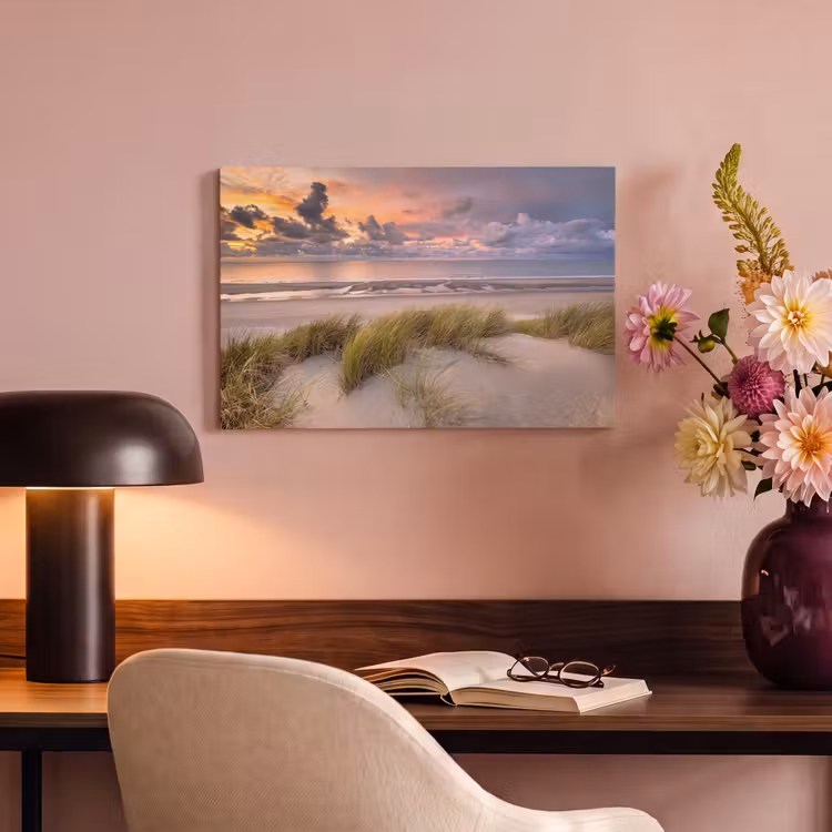 Canvas schilderij - Zonsondergang - Duin - Strand - Planten - Zee — 4
