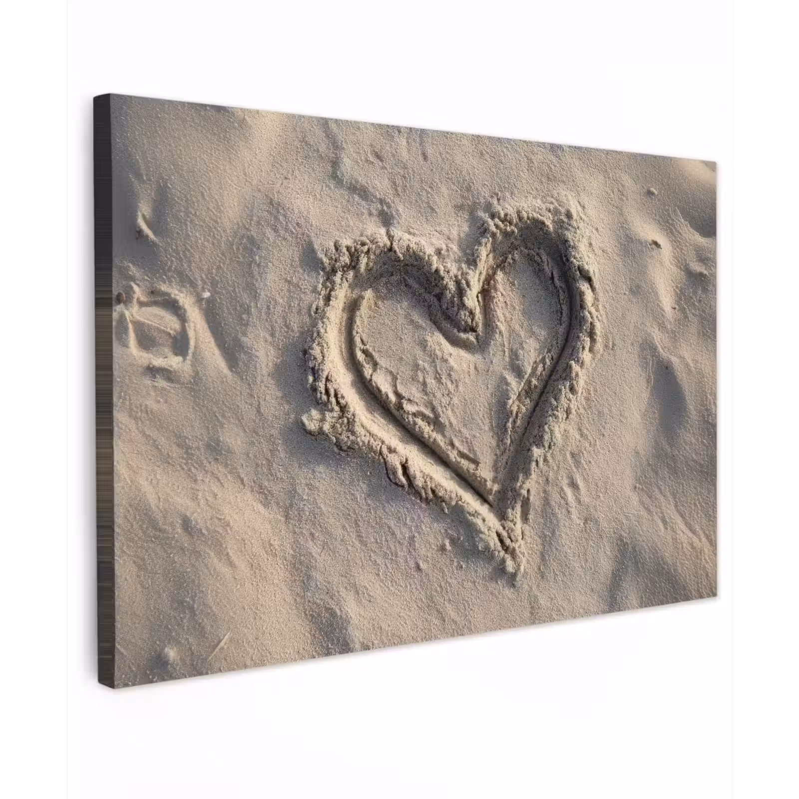 Canvas schilderij - Hartvorm - Getekend - Beige - Zand — 1