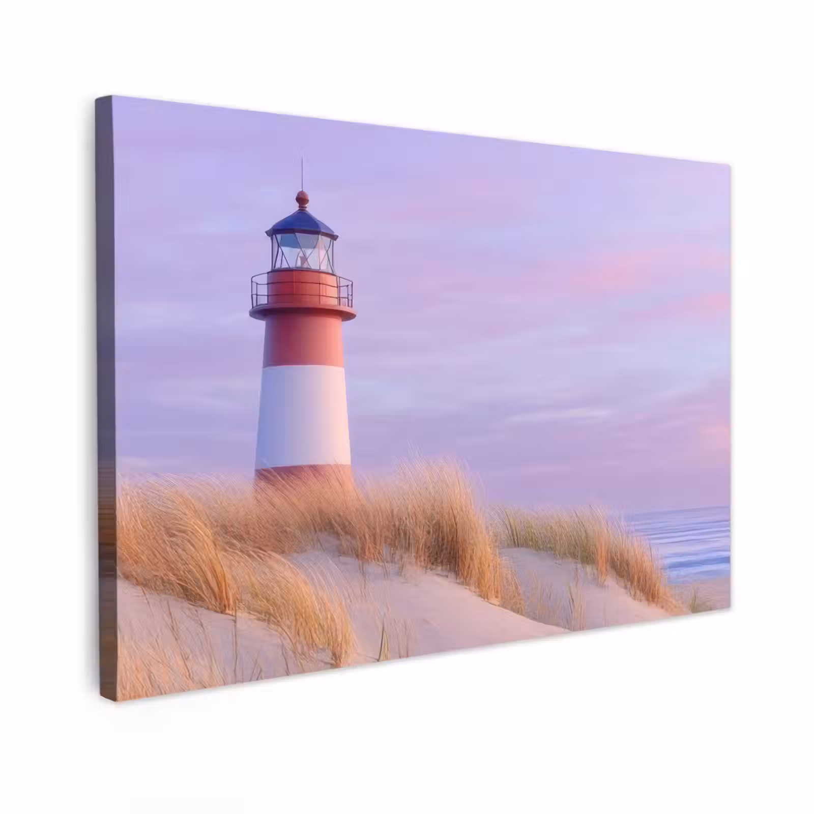 Canvas schilderij - Vuurtoren - Duinen - Zonsondergang — 1