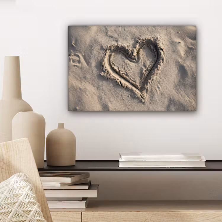 Canvas schilderij - Hartvorm - Getekend - Beige - Zand — 5