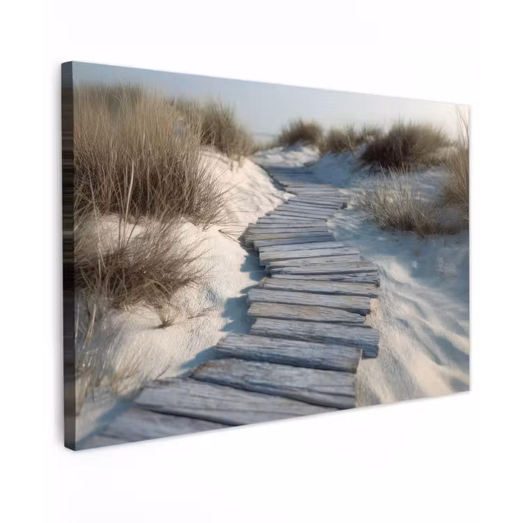Canvas schilderij - Pad - Planken - Duinen - Gras — 1