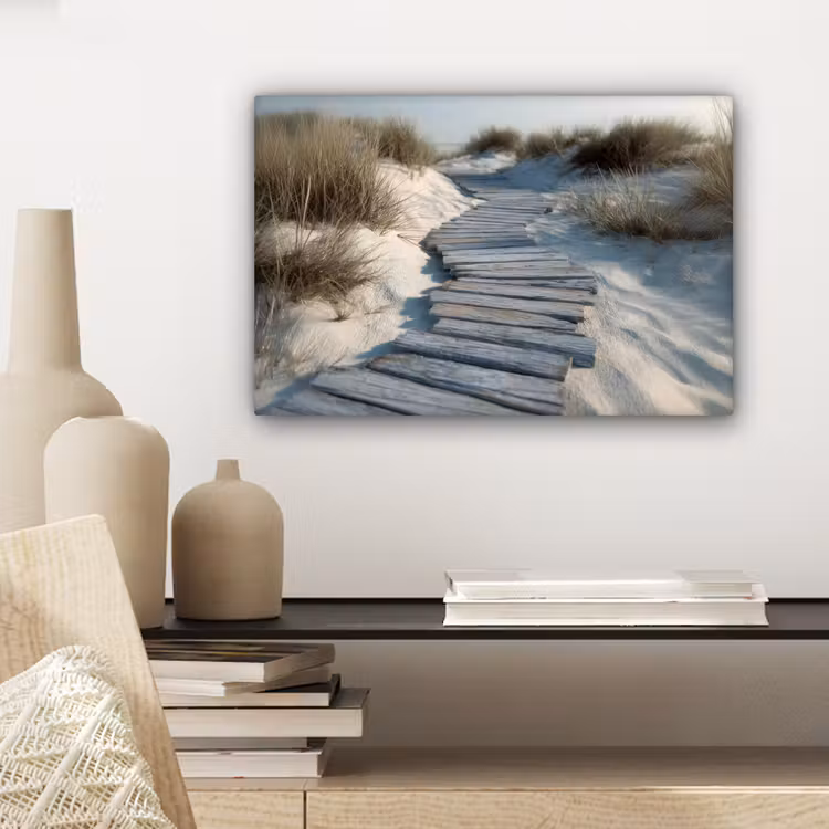 Canvas schilderij - Pad - Planken - Duinen - Gras — 5