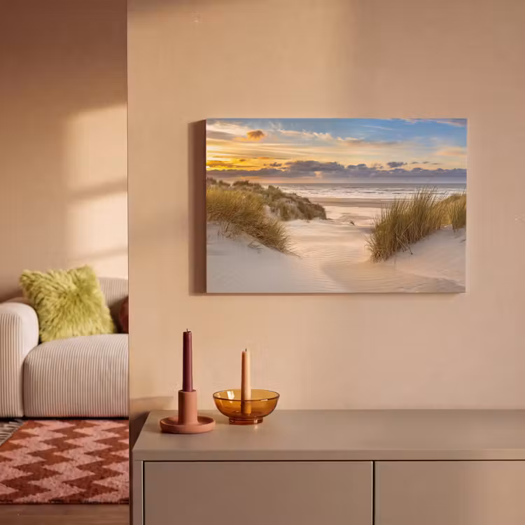 Canvas schilderij - Strand - Duin - Gras - Zonsondergang - Zee — 2