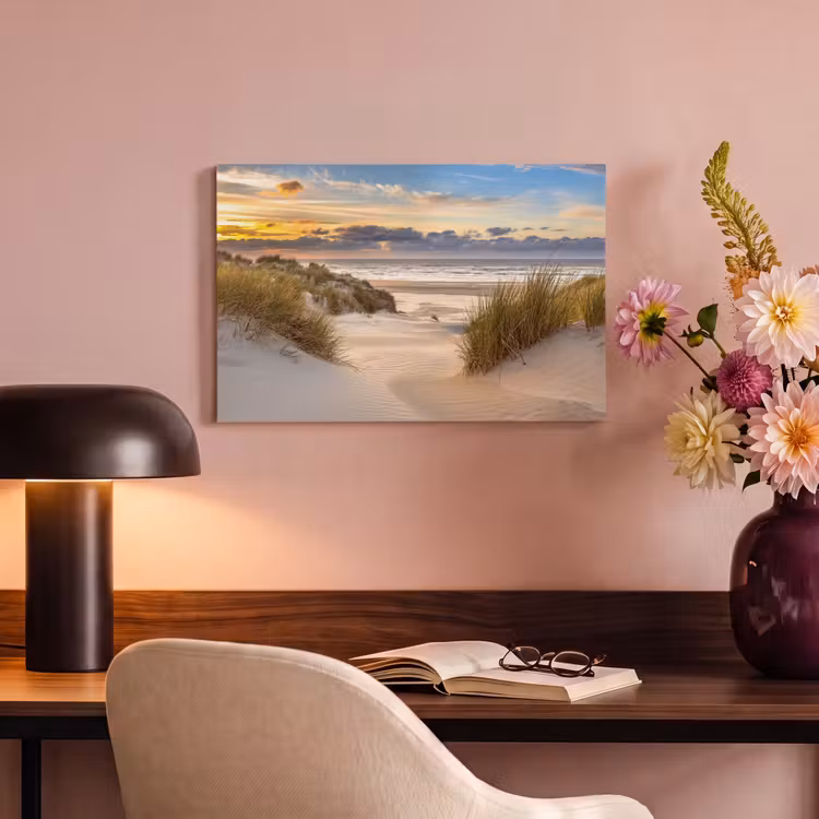 Canvas schilderij - Strand - Duin - Gras - Zonsondergang - Zee — 4