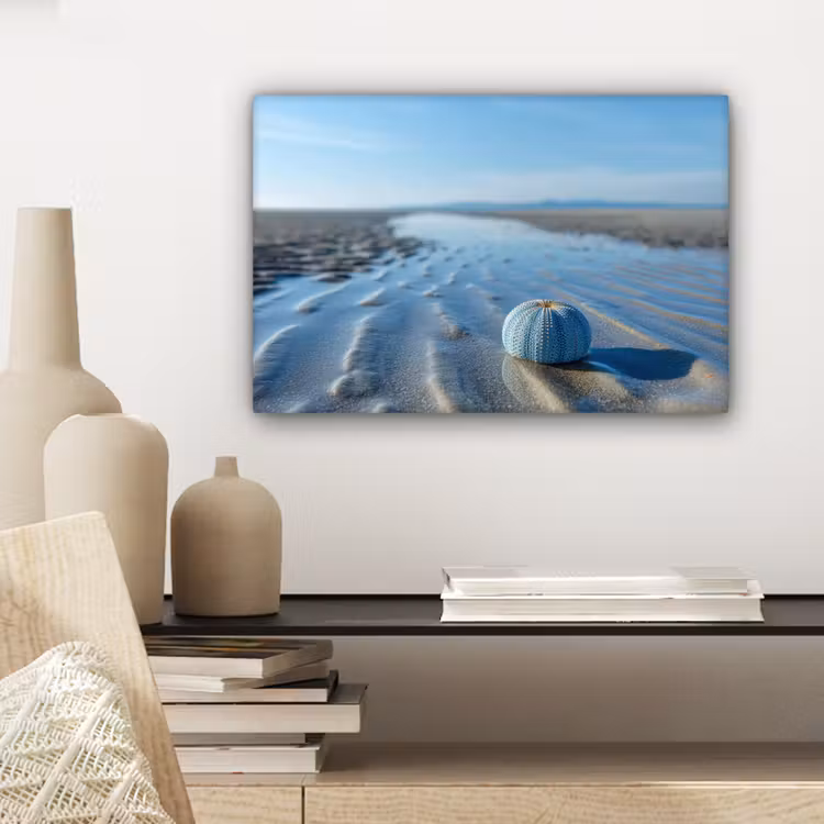 Canvas schilderij - Strand - Schild - Water - Blauw — 5