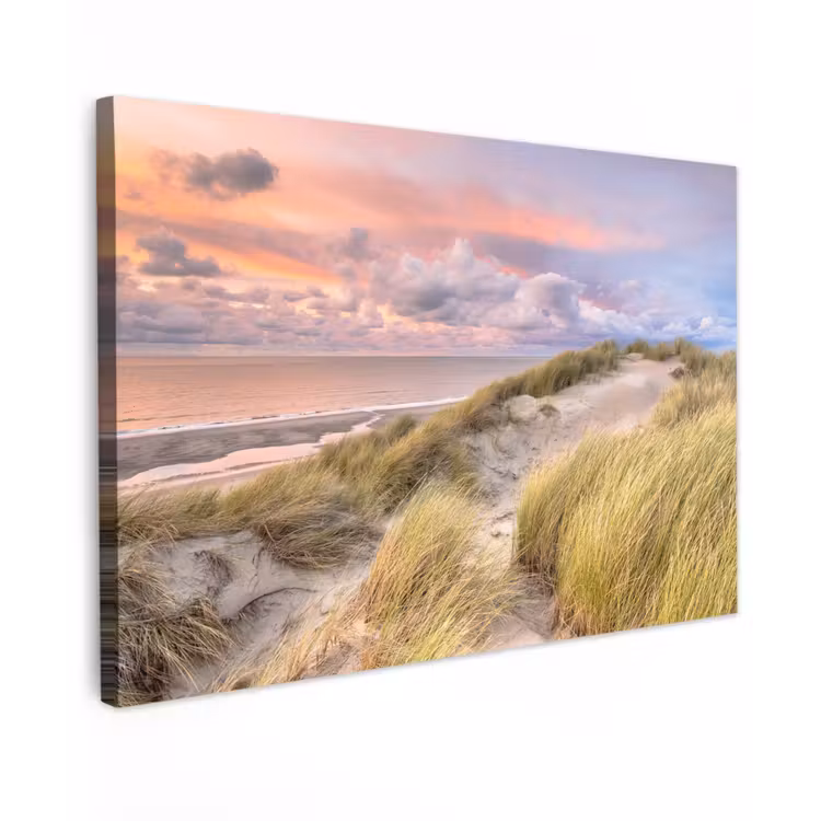 Canvas schilderij - Strand - Zee - Duin - Zonsondergang — 1