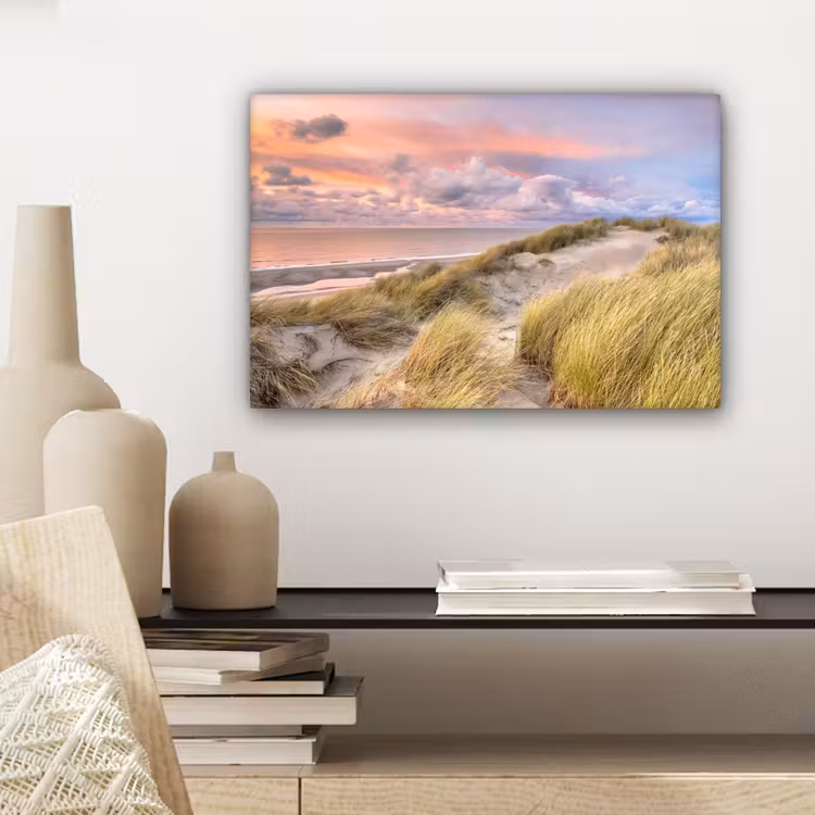 Canvas schilderij - Strand - Zee - Duin - Zonsondergang — 5