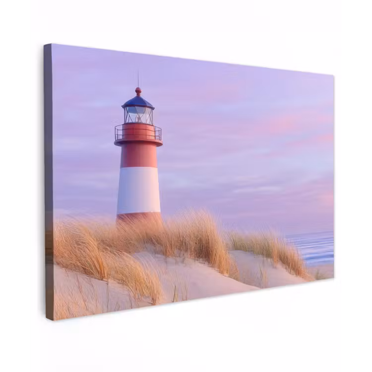 Canvas schilderij - Vuurtoren - Duinen - Zonsondergang — 1