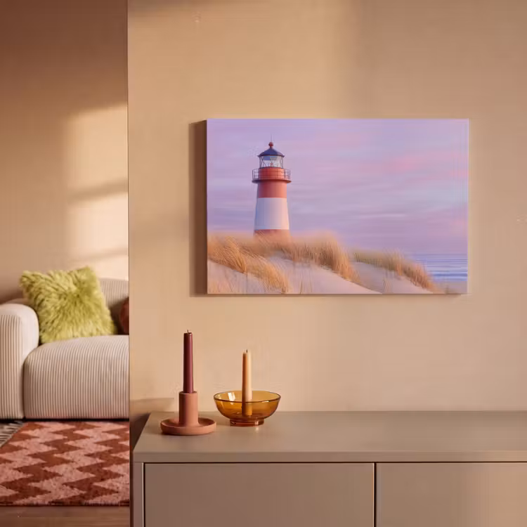 Canvas schilderij - Vuurtoren - Duinen - Zonsondergang — 2