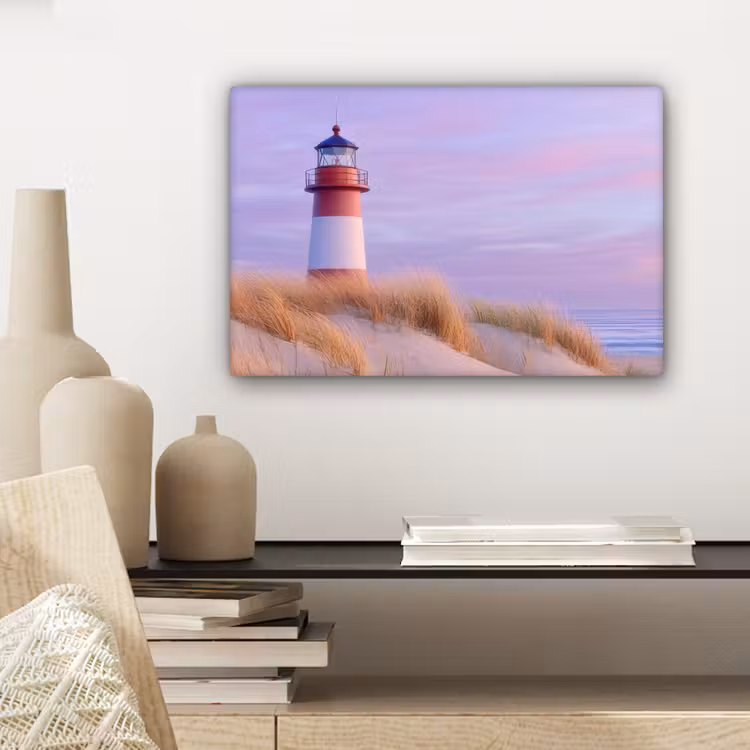 Canvas schilderij - Vuurtoren - Duinen - Zonsondergang — 5