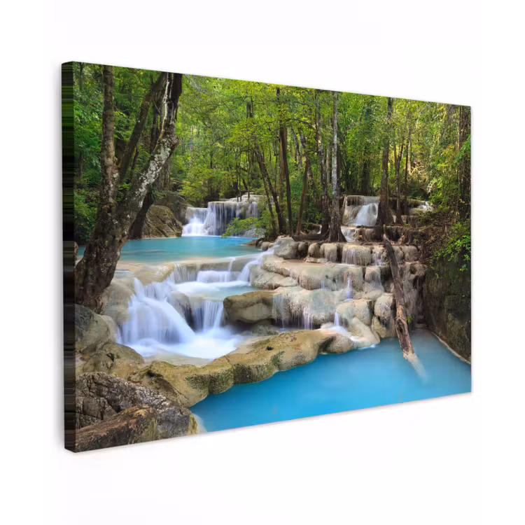 Canvas schilderij - Waterval - Natuur - Rivier - Bos - Water — 1