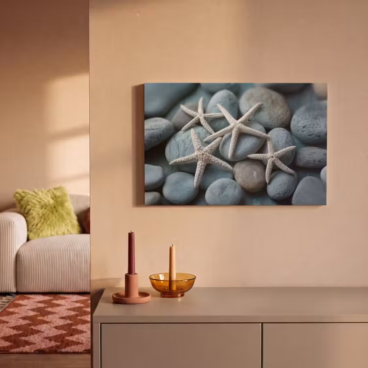 Canvas schilderij - Zeesterren - Stenen - Wit — 2