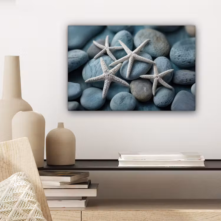 Canvas schilderij - Zeesterren - Stenen - Wit — 5