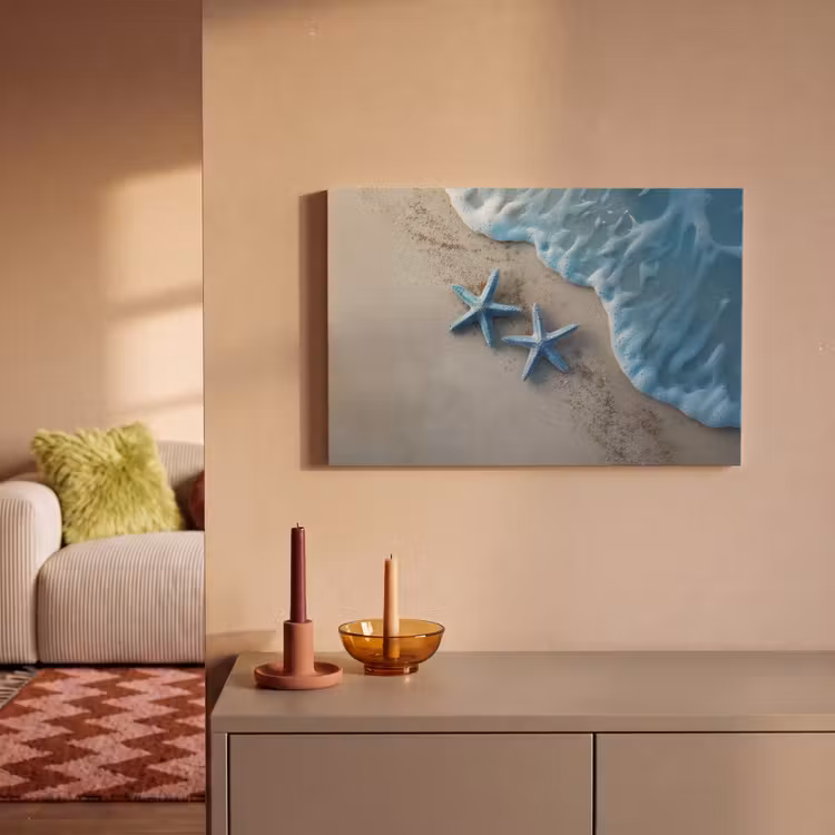 Canvas schilderij - Zeesterren - Zand - Zee - Blauw — 2