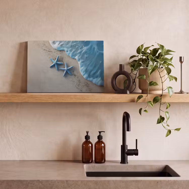 Canvas schilderij - Zeesterren - Zand - Zee - Blauw — 3