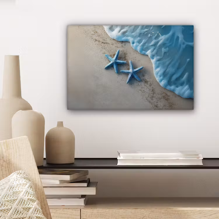Canvas schilderij - Zeesterren - Zand - Zee - Blauw — 5