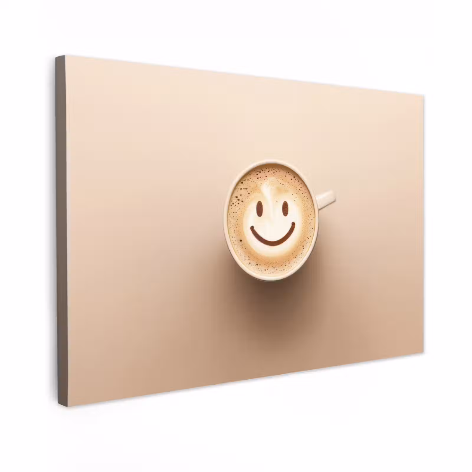 Canvas schilderij - Koffie - Melkschuim - Lach - Beige — 1