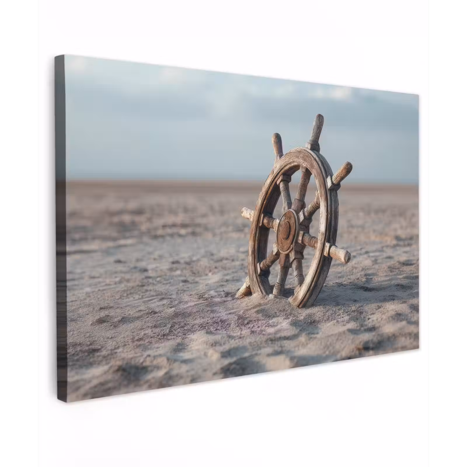 Canvas schilderij - Scheepsstuur - Hout - Bruin - Zand — 1