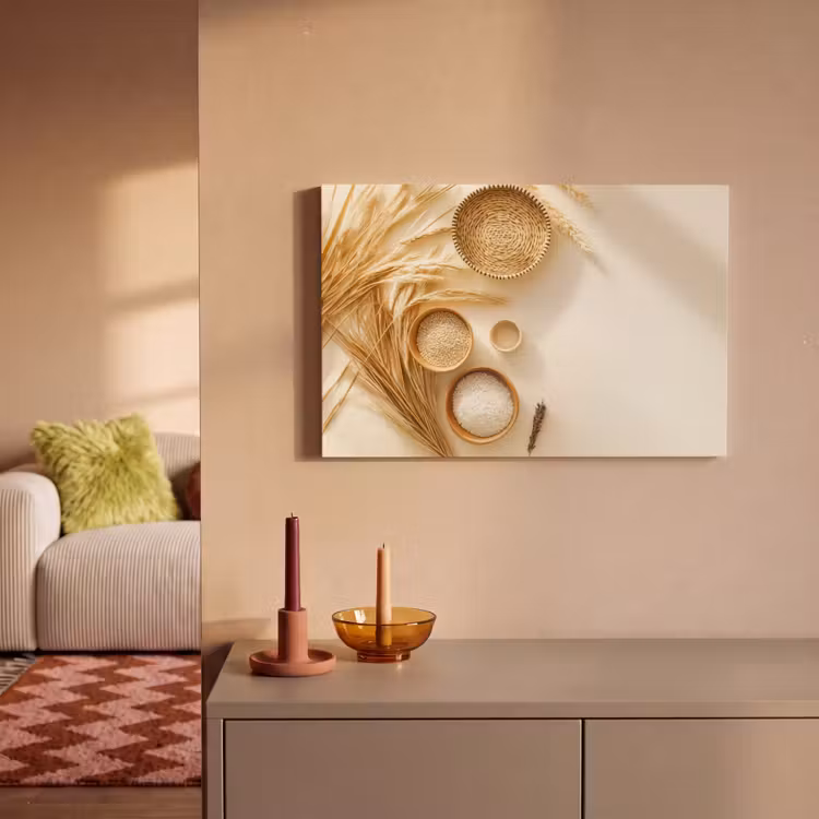 Canvas schilderij - Granen - Hout - Kom - Beige — 2
