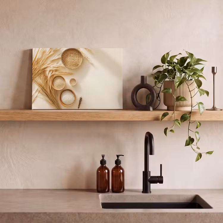 Canvas schilderij - Granen - Hout - Kom - Beige — 3