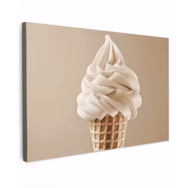 Canvas schilderij - IJs - Softijs - Romig - Hoorntje - Beige — 1