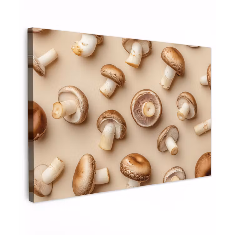 Canvas schilderij - Kastanje Champignons - Beige — 1