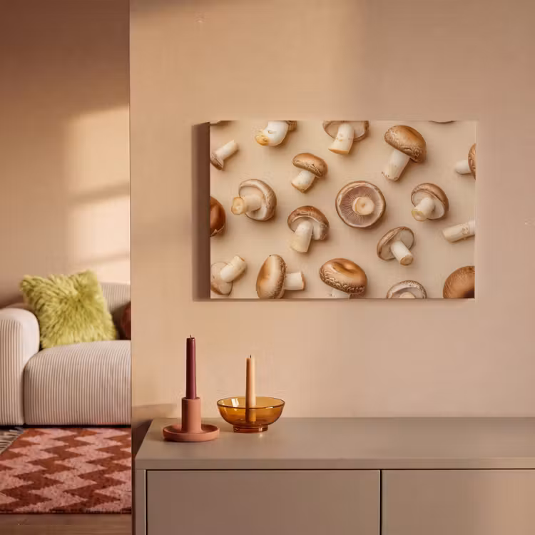 Canvas schilderij - Kastanje Champignons - Beige — 2