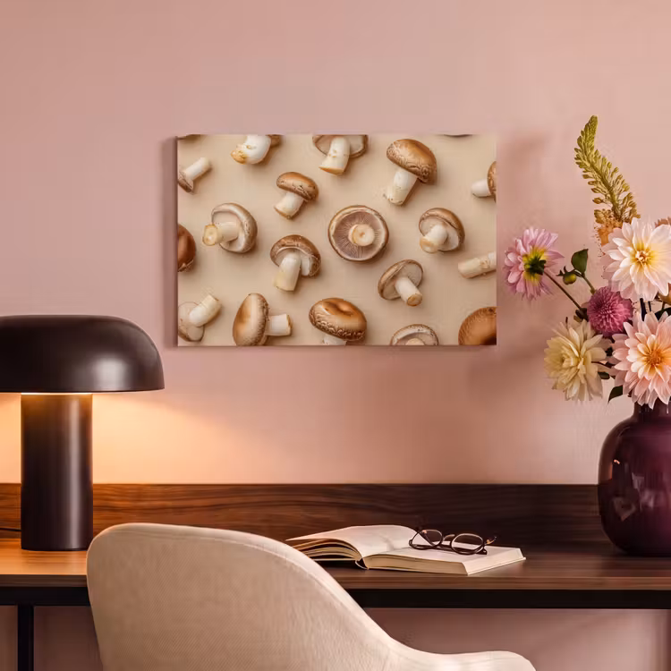 Canvas schilderij - Kastanje Champignons - Beige — 4