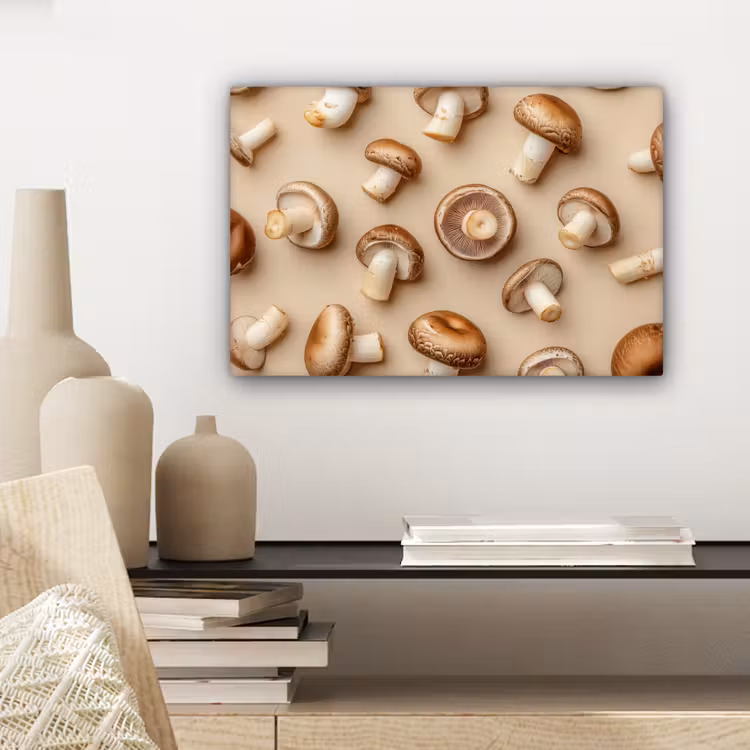 Canvas schilderij - Kastanje Champignons - Beige — 5