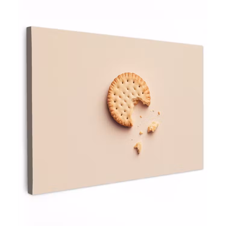 Canvas schilderij - Koekje - Kruimels - beige — 1