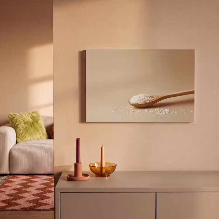 Canvas schilderij - Lepel - Rijst - Hout - Beige — 2