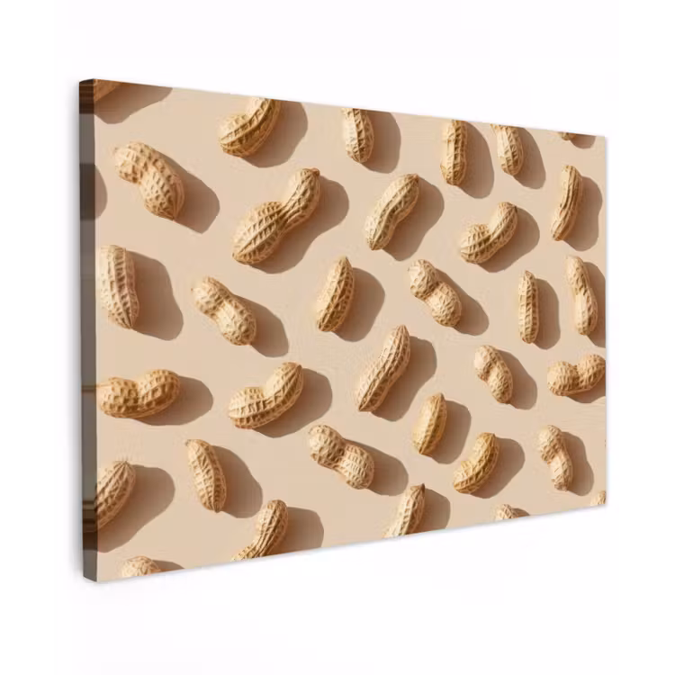 Canvas schilderij - Pinda's - Patroon - Beige — 1