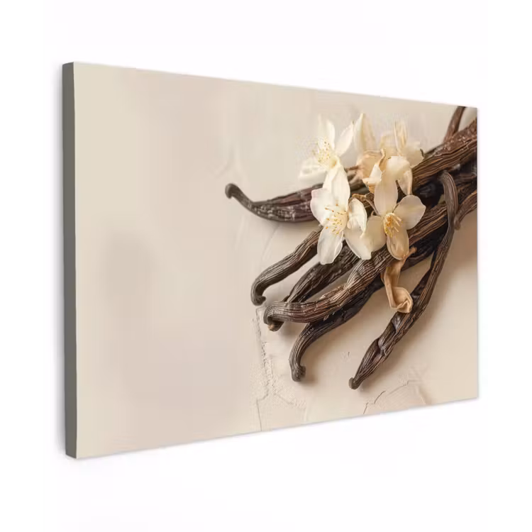 Canvas schilderij - Vanille - Bloemen - Beige — 1