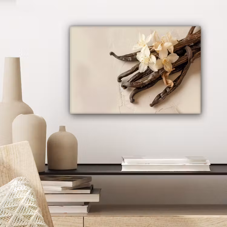 Canvas schilderij - Vanille - Bloemen - Beige — 5