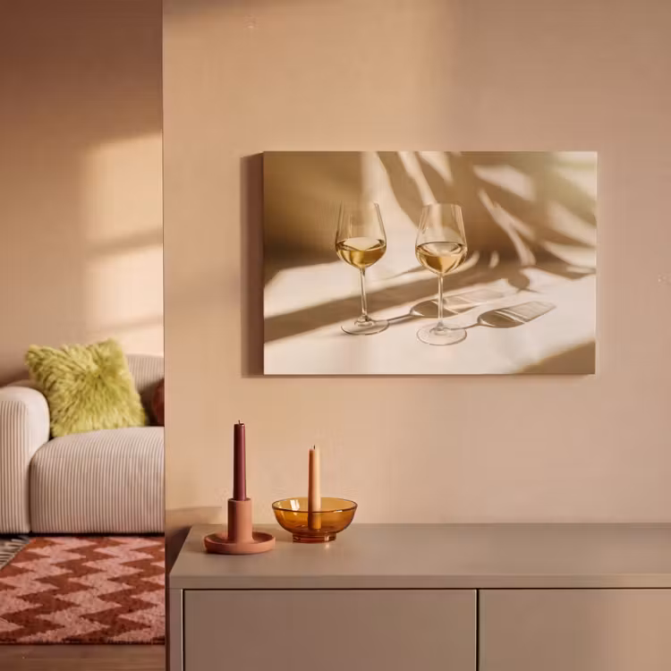 Canvas schilderij - Wijn - Wijnglazen - Wit — 2