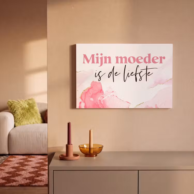 Canvas schilderij - Quote - Mama - Mijn moeder is de liefste - Roze — 2